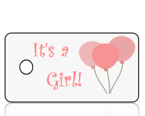 Birth Announcement Girl Pink Balloons Key Tags