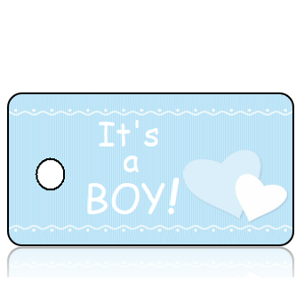 Announcement05-Baby- It's a Boy - Blue Stripes and Hearts