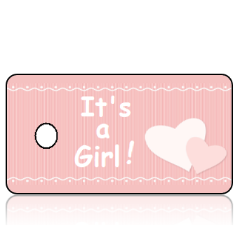 Announcement09- It's A Girl - Pink Stripes and Hearts