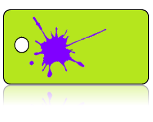 Create Design Key Tags Purple Paint Splat Lime Green Background
