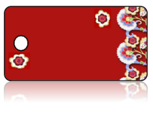 Create Design Key Tags Red Background Flowers Border