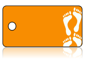 Create Design Key Tags Orange Background White Foot Prints