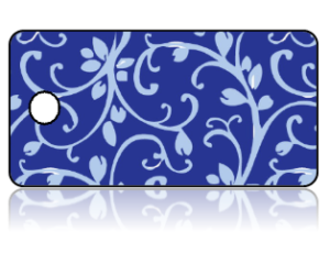 Create Design Key Tags Victorian Floral Blue Pattern