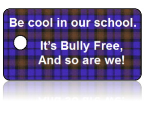 Bully Free Purple Plaid Education Key Tags