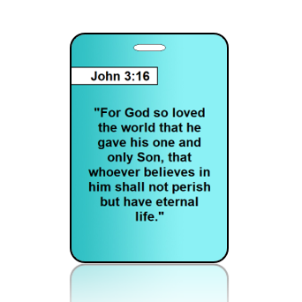 ScriptureLBTP2 - NIV - John 3 vs 16 - Blue Greadient Portrait Bag Tag