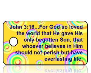 John 3:16 Bible Scripture Yellow Multi Color Retro Circles Key Tags