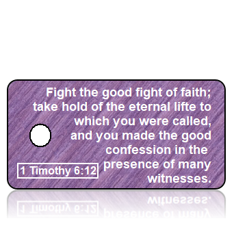 ScriptureTagA3 - ASV -1 Timothy 6 vs 12 - Purple Texture Fabric