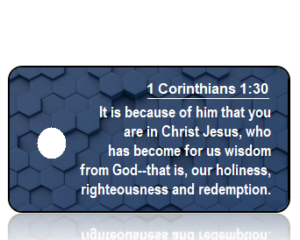 1 Corinthians 1:30 Bible Scripture Key Tag (NIV)