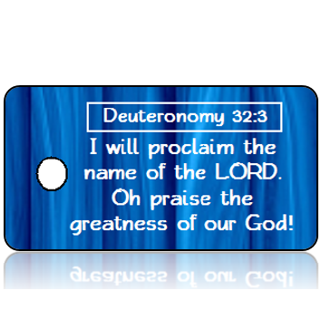 ScriptureTagC6 - Deuteronomy 32 vs 3 - Modern Blue Wood Panel