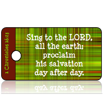 ScriptureTagC7 - 1 Chronicles 16 vs 23 - Green Plaid Background REVISED