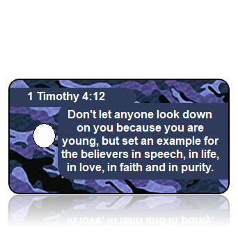 ScriptureTagD31 - NIV - 1Timothy4vs12 - Purple Camouflage