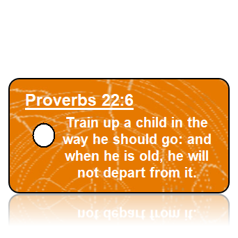 ScriptureTagD71 - NKJV -Proverbs 22 vs 6 - Orange Swirls Modern