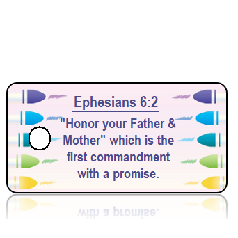 ScriptureTagD72 - NIV - Ephesians 6 vs 2 - Blue Green Yellow Crayon Border