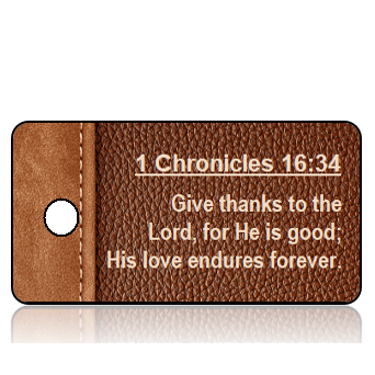 ScriptureTagD81 - NIV - 1 Chronicles 16 vs 34 - Brown Leather Book Binder
