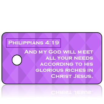 ScriptureTagE9 - Philippians 4 vs 19 - Purple Diamonds