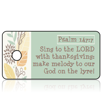 ScriptureTagT23 - Psalm 147 vs 7 - Graphic Fall Leaves Border