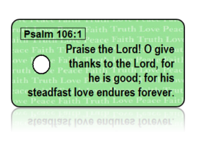 Psalm 106:1 Holiday Scripture Green Key Tags