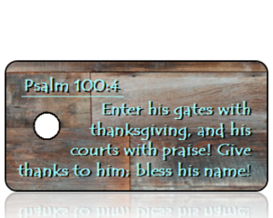 Psalm 100 vs 4 - Brown Blue Wood Panels