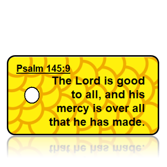 ScriptureTagA55- ESV - Psalm 145 vs 9 - Yellow Modern Pattern Background