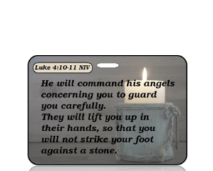 Luke 4:10-11 Bible Scripture Bag Tag