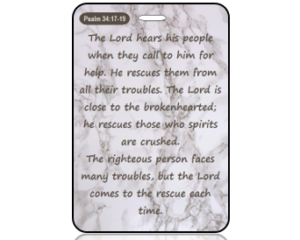 Psalm 34:17-19 Bible Scripture Marble Bag Tag
