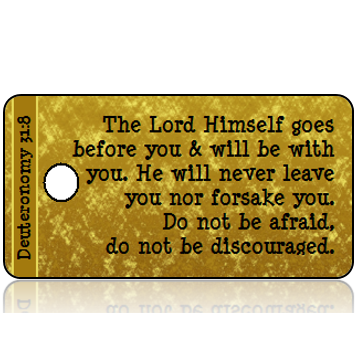 ScriptureTagD140 - NIV - Deuteronomy 31 vs 8 - Gold Foil Paper