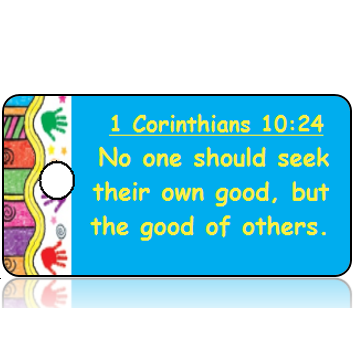 ScriptureTagD152 - NIV - 1 Corinthians 10 vs 24 - Colorful Handprint Border