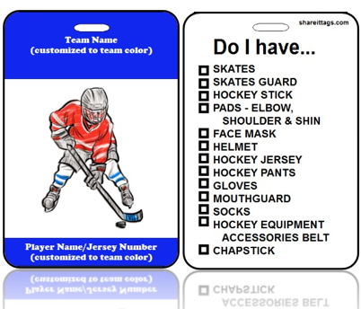 BagTag29 - Sports Bag Tag Checklist - Hockey Player