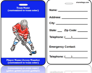 Sports Bag Tag Hockey Player Contact Information