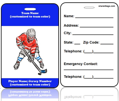 BagTag30 - Sports Bag Tag - Hockey Player Contact Info