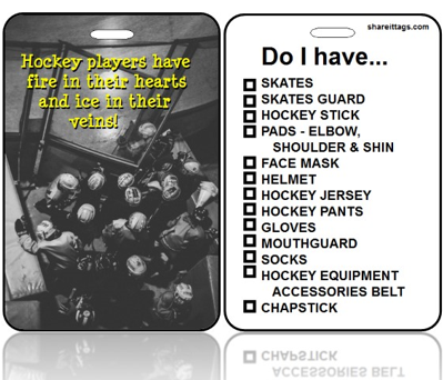 BagTag31 - Sports Bag Tag - Hockey Team Quote Checklist