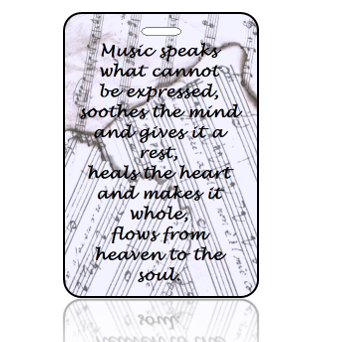 BagTagI05 - Inspirational - Music Quote on Music Sheet Background