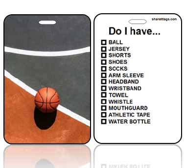 BagTag37 - Sports Bag Tag - Basketball Court Background Checklist