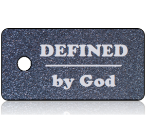 Defined by God - Silver Sparkle Background Inspirational Key Tag