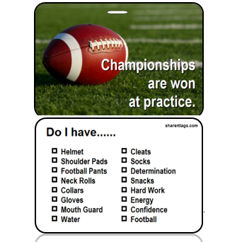 BagTag16-CH - Football - Champtionships Won at Practice - Checklist