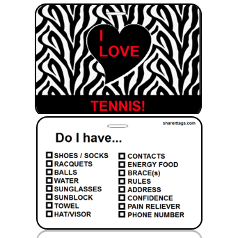 BagTag24-CH - I Love Tennis Bag Tag - Checklist