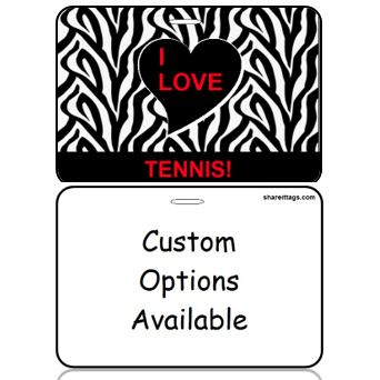 BagTag24-CO - I Love Tennis Bag Tag - Custom Options