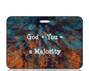 God + You = a Majority Bag Tag - Autumn Treetops Background