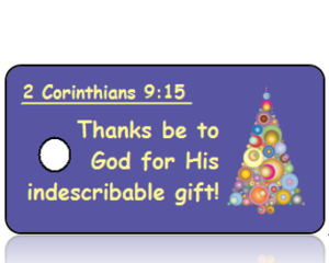 2 Corinthians 9 vs 15 - Modern Christmas Tree Scripture Key Tag