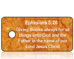 Ephesians 5 vs 20 - Fall Leaves Orange Watercolor Key Tag