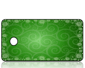 Create Design Holiday Key Tag Green Background with Snowflakes