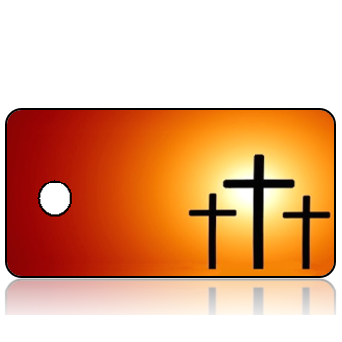 ScriptureTagBlankE27 - Crosses on Orange Background