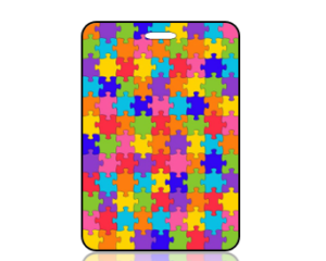 Create Design Multi Color Puzzle Pieces Graphic Bag Tag