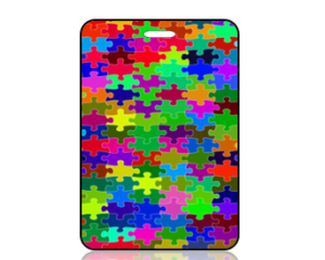 Create Design Multi Color Puzzle Pieces Bright Bag Tag