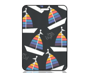Create Design Sailboats on Black Background Bag Tag