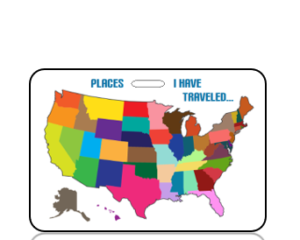 Create Design Places I Have Traveled USA Map Bag Tag