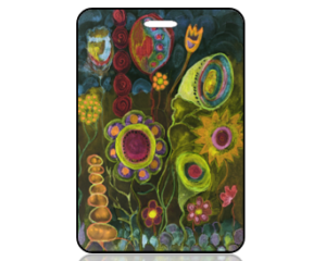 Create Design Whimsical Flowers Chalk Drawing Bag Tag