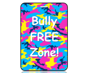 Bully Free Zone Bright Camouflage Bag Tag