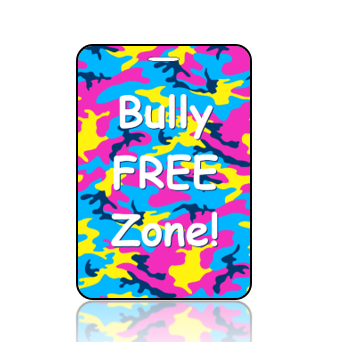 NEW BagTagA08-Bully Free Zone-Florescent Camoflage