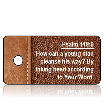 ScriptureTagAA84 - NIV - Psalm 119 vs 9 - Brown Leather Binder